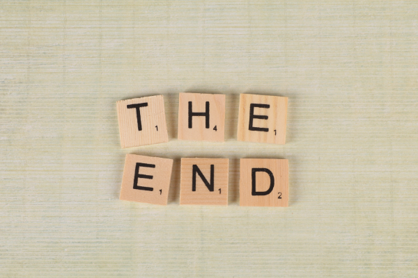 the end written in scrabble letters